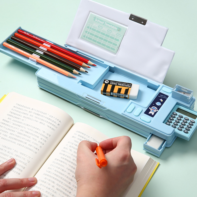 Scientific Calculator For Secondary School - Kreative multifunktionale Kunststoff-Briefpapierbox mit Taschenrechner, doppelseitiges